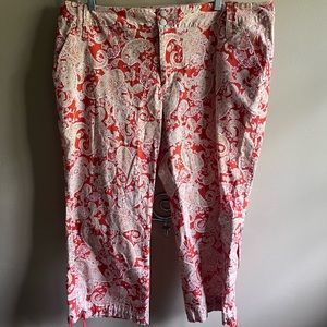 Cold water Creek orange paisley crop pants with ankle ties.  Fun! 20W.  No flaws